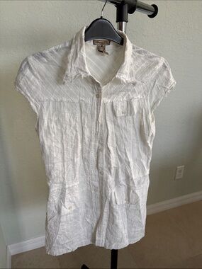 American Rag White Short-Sleeve Button Front Tunic